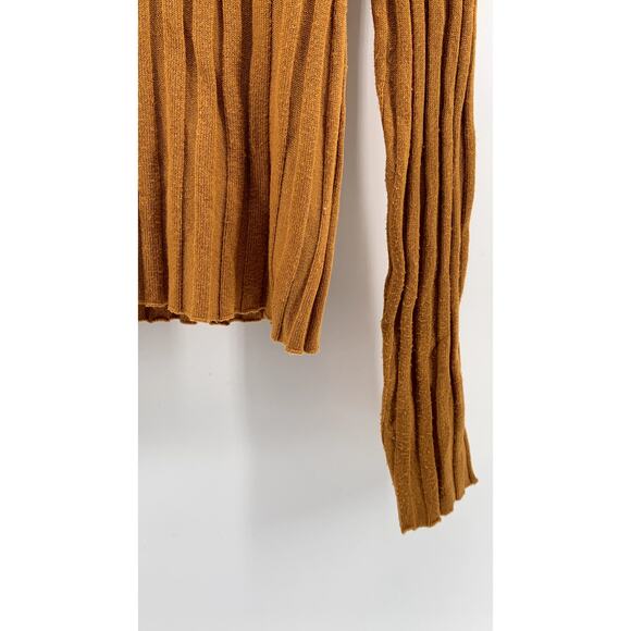 EXIT Urban & Vintage Women's Burnt Orange Ribbed Crewneck Long Sleeve Top SZ M - Picture 5 of 10